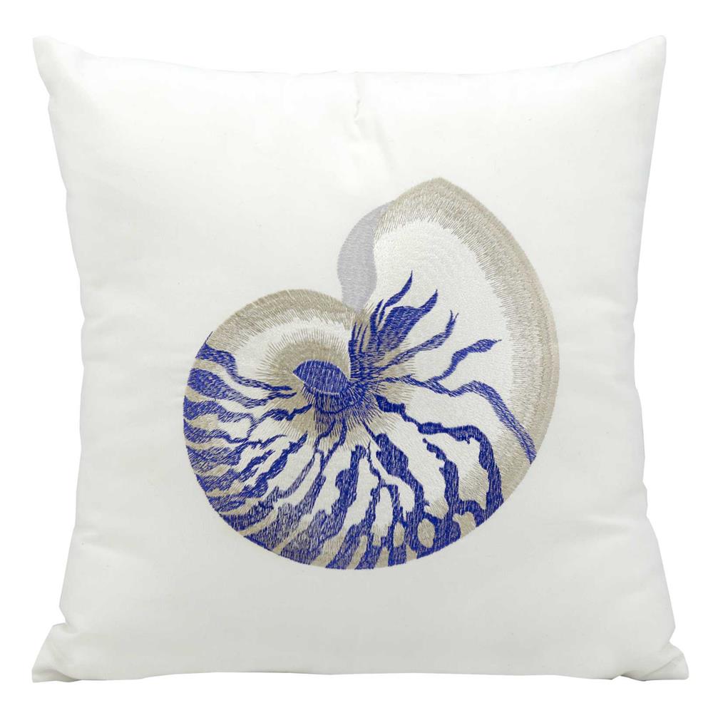 Nourison L1298 Mina Victory  Blue Conch White Outdoor Throw Pillow  18" x 18"